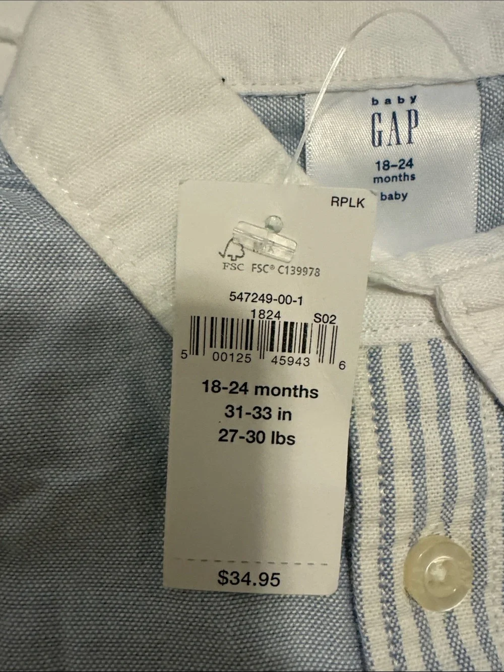GAP Boys Mixed-Stripe Button-Down Shirt in Light Blue & White